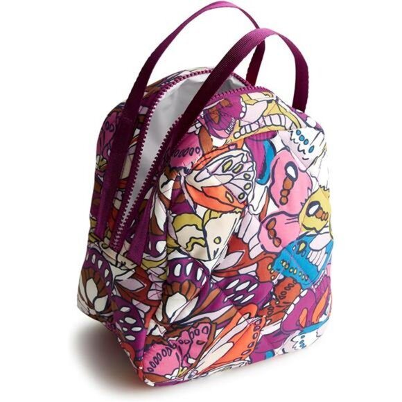 Insulated Lunch Bag Lightweight Quilted Zipper Tote for Work or School - Picture 2 of 3